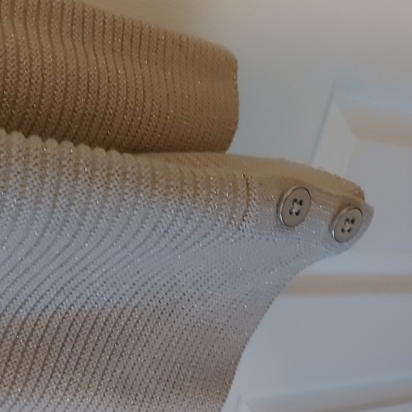 Talbots tunic beige and silver sweater - Picture 3 of 6